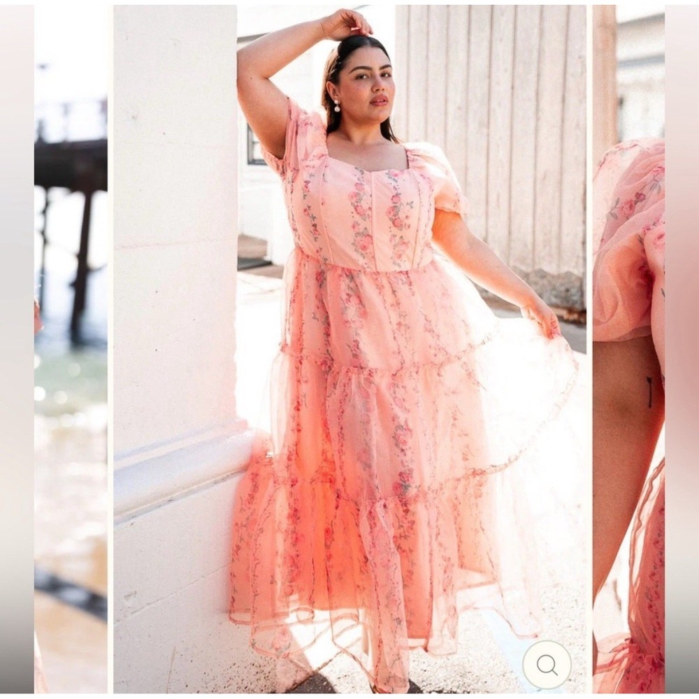 NEW Ivy City Dress "Ever After" Peach / Pink Plus Size 4X Floral Feminine